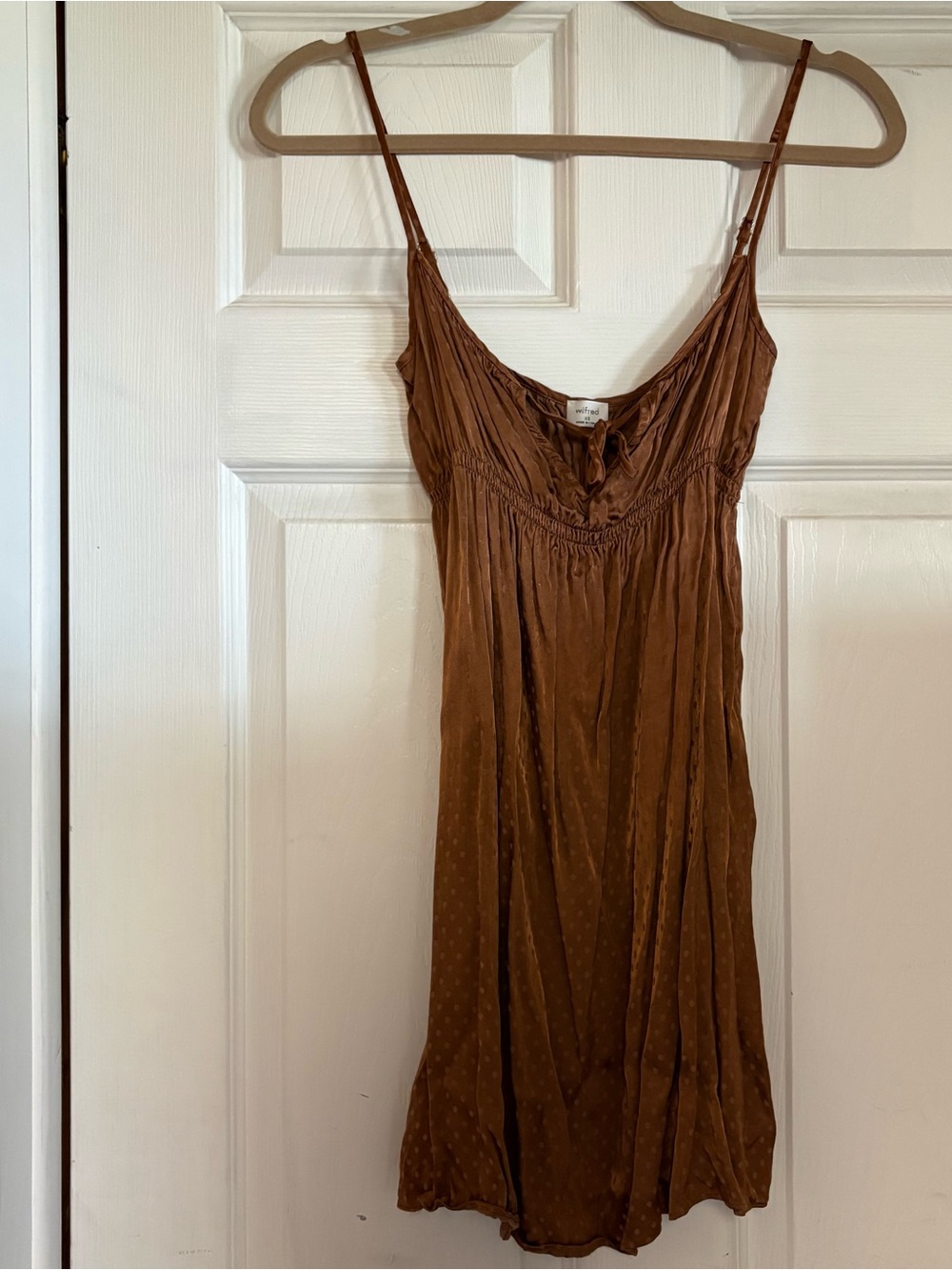 Brown polka dot Satin Slip Dress
